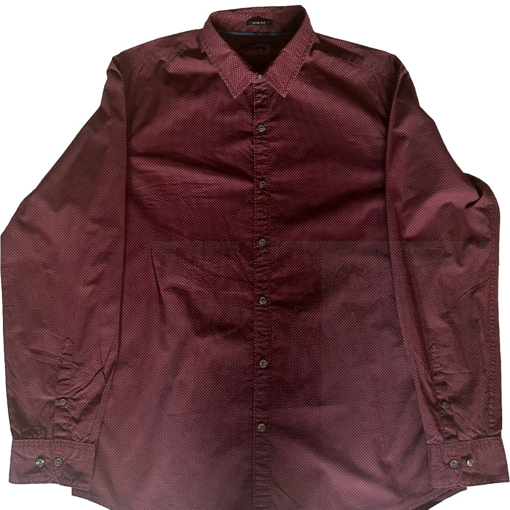 Mens Burgundy Slim Fit Marc Anthony Button Up Shirt. Size L